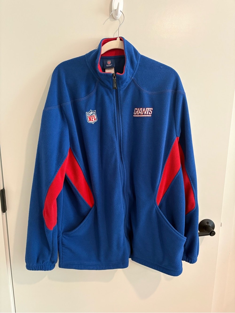 VNTG Giants NFL Reebok Blue Fleece Zip Up Jacket Blue Football Sports Men’s XL